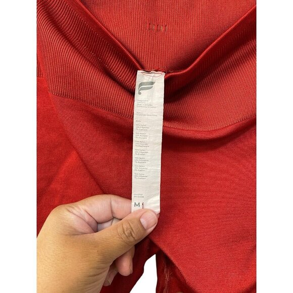 Fabletics Seamless High-Waisted Bike Shorts Haute Red Maplewood Colorblock M - Picture 4 of 6